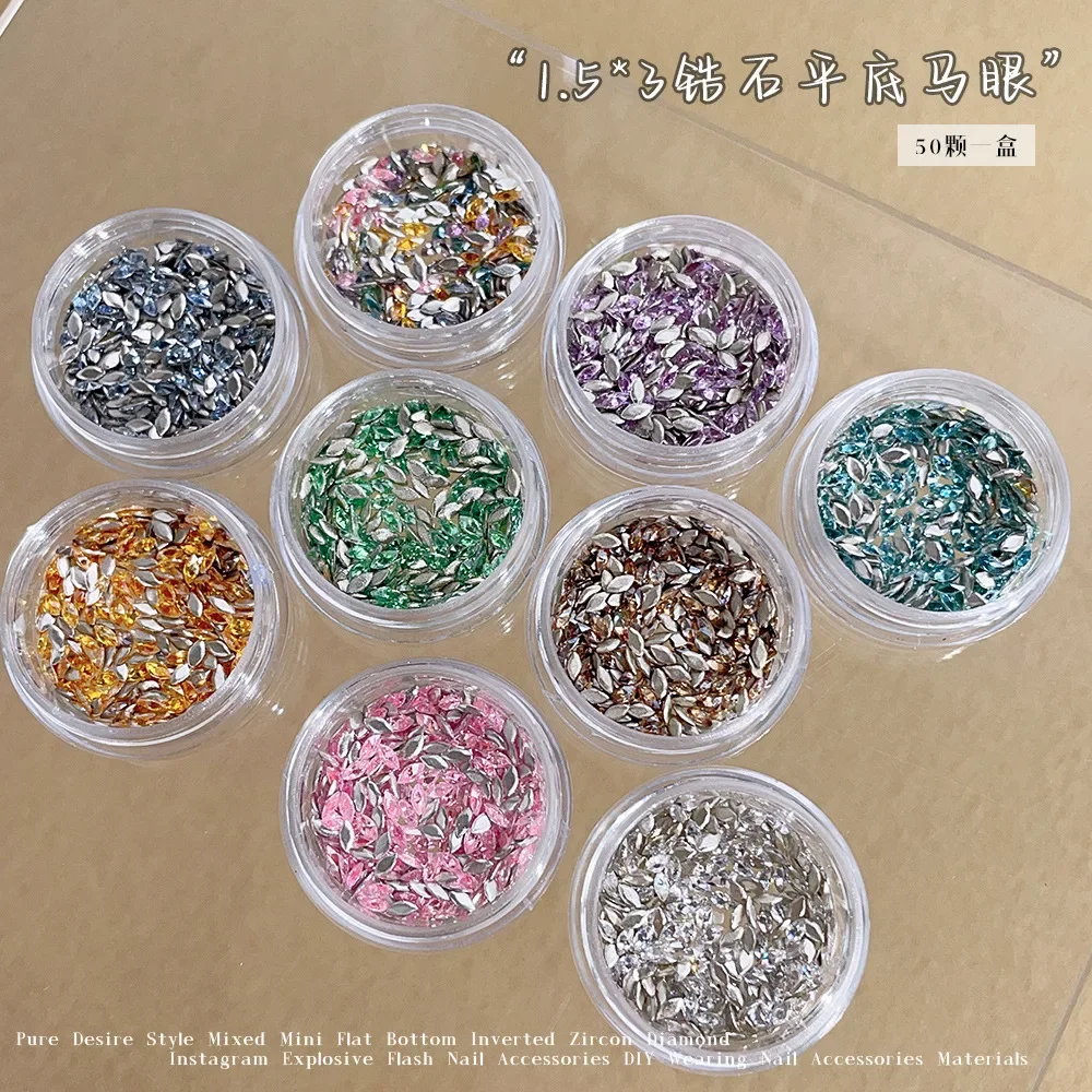 50 pcs zircon jewelry mini wheat ear flat bottom diamond decoration