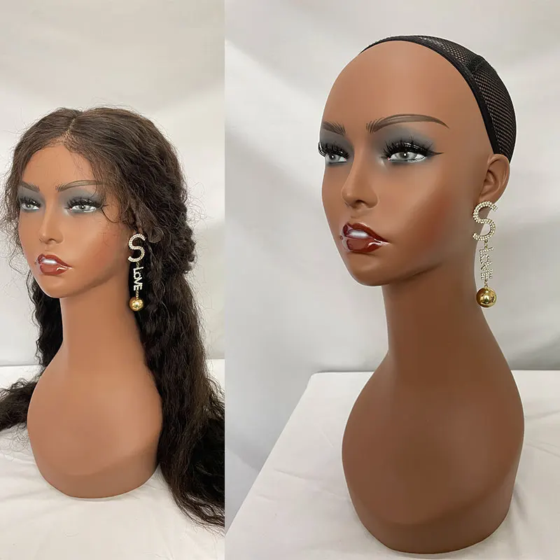 Realistic Female Mannequin Head Manikin PVC Head Bust Wig Model Head Stand With Makeup For Wigs,Hats,Sunglasses,Necklace,Jewelry