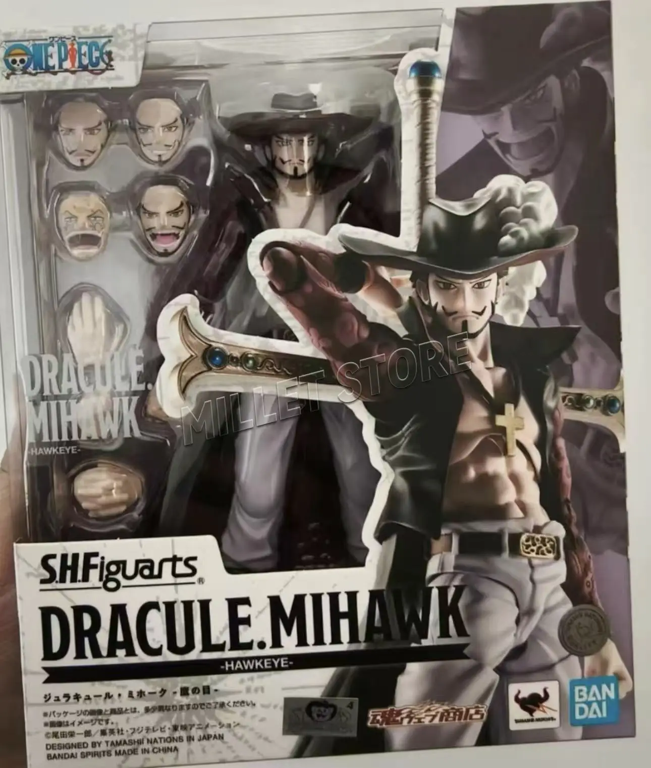 En Stock BANDAI Caja Original S.H.Figuarts USOPP LUFFY Dracule Mihawk SHF Figura de Acción Modelo Juguete Regalo para Niño Embalaje en Caja de Espuma