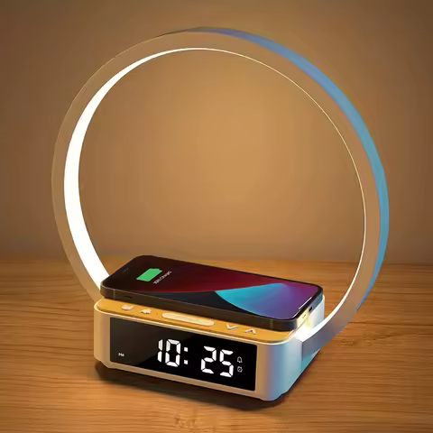 1pc Wireless Charger Table Lamp 18W Touch Lamp Alarm Clock With Wireless Charging Wake-Up Light Digital Sonic 10W Max Qi Charge