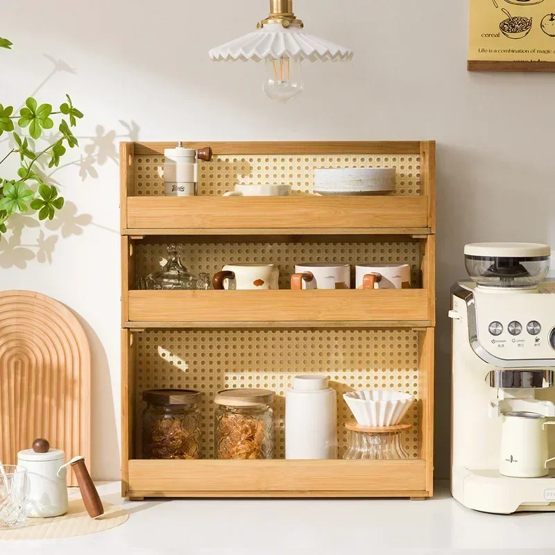 New model Desktop mug storage box, wooden finishing, retro table cup rack, solid wood office storage layering