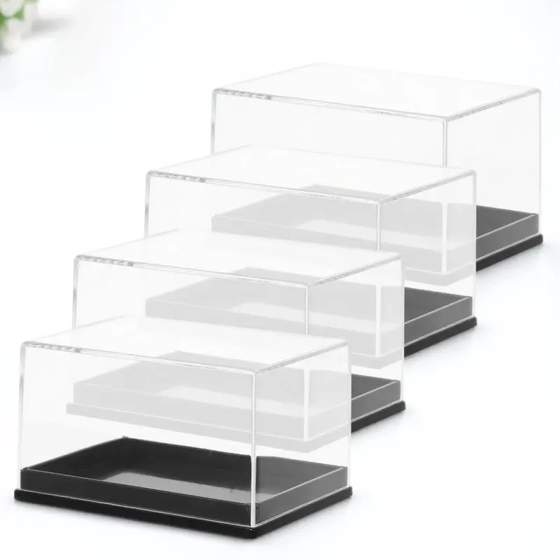 4Pcs Transparent Specimen Box Clear Display Case for Mineral Rocks Gemstones Craft Beads Electronics Storage Sturdy Stackable