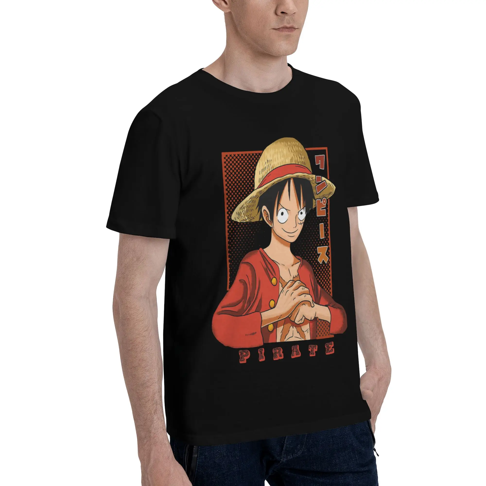 Monkey D Luffy Men's T Shirts One Piece Crazy Tee Shirt Short Sleeve Crewneck Cotton Gift Idea Tops T-Shirt