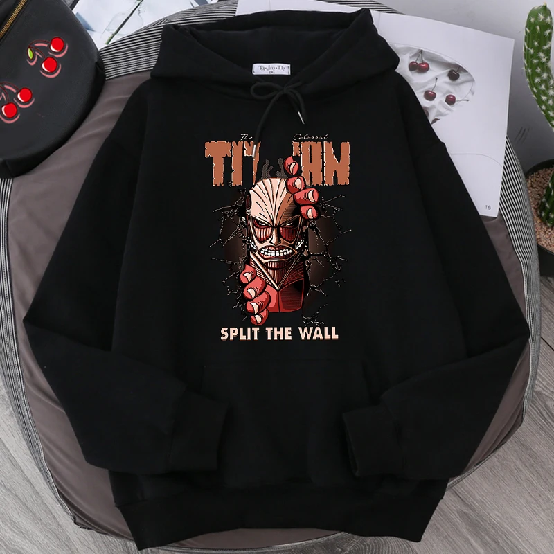 Giant Split The Wall Mens Hoodie Attack On Titan Sweatshirt Casual Harajuku Hoodies Warm Pullover Men Japan Anime Streetwear