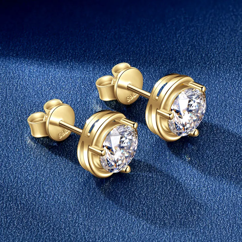 

RAPRGOLD GRA Certified 1.0CT Moissanite Stud Earring for Women S925 Sterling Silver Earrings Wedding Party Fine Jewelry Gifts