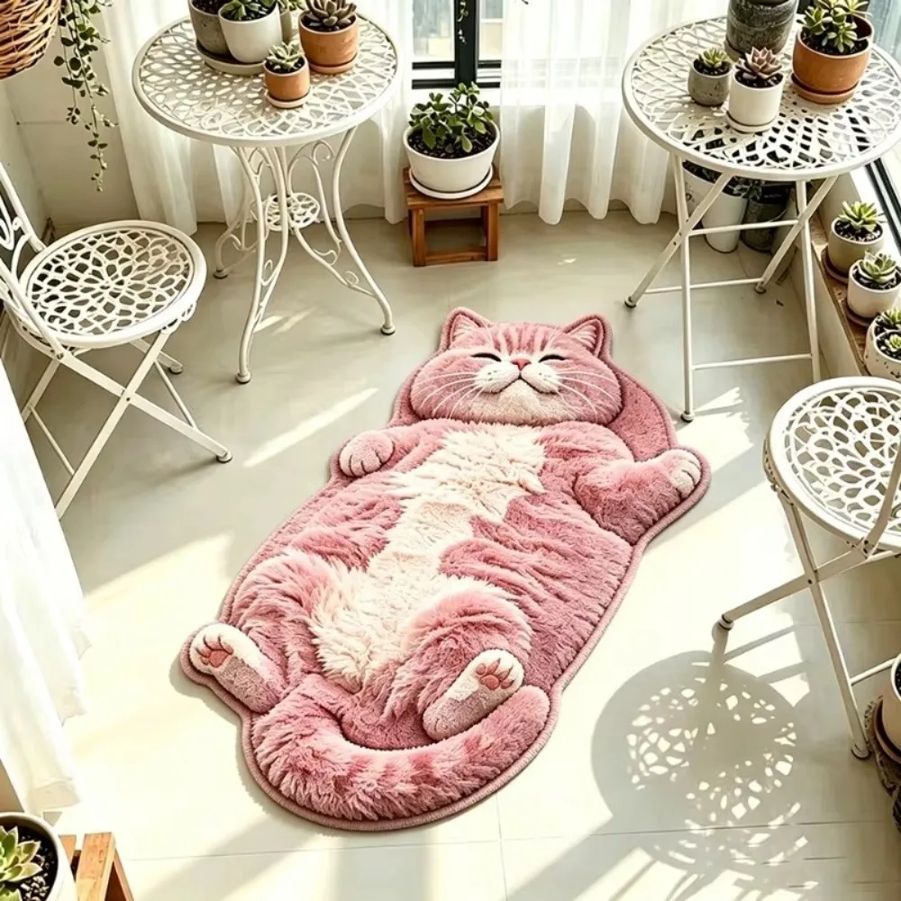 Funny Non-Slip Cat-Shaped Area Rug Anti-fouling Easy to Clean Home Decor Carpet Cartoon Carpet Living Rooms