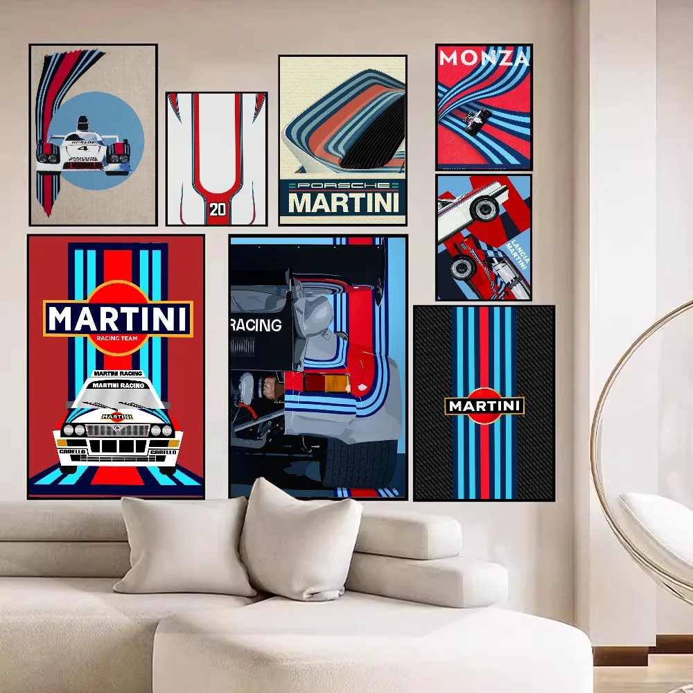 The-Martini-Racing Anime Posters Sticky Decoracion Painting Wall Art White Kraft Paper Wall Decor