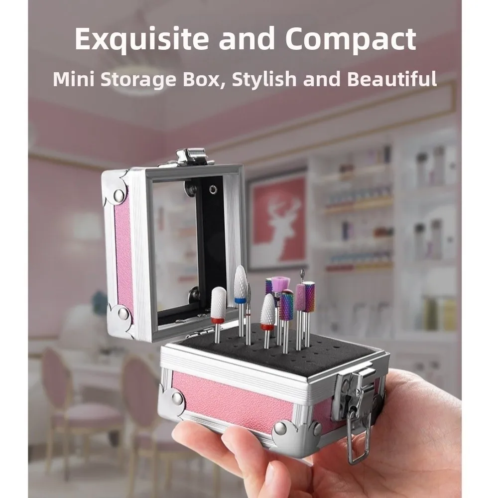 Professional Nail Drill Bit Holder Durable Shock-resistant Aluminum Display Storage Box Dust-proof Portable