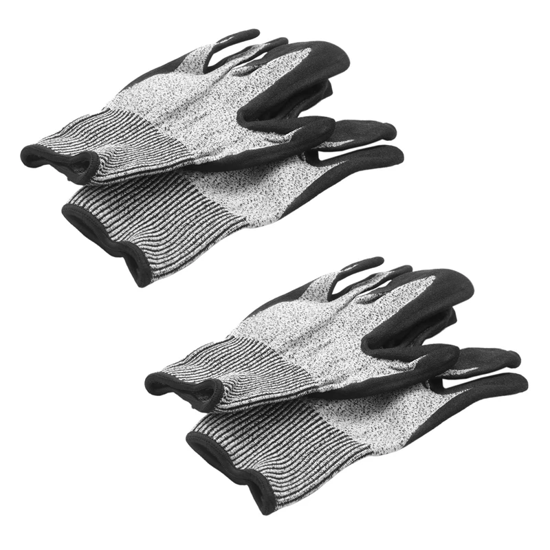 Level 5 Cut Resistant Gloves 3D Comfort Stretch Fit, Durable Power Grip Foam Nitrile, Smart Touch, Grey 2 Pair(L)