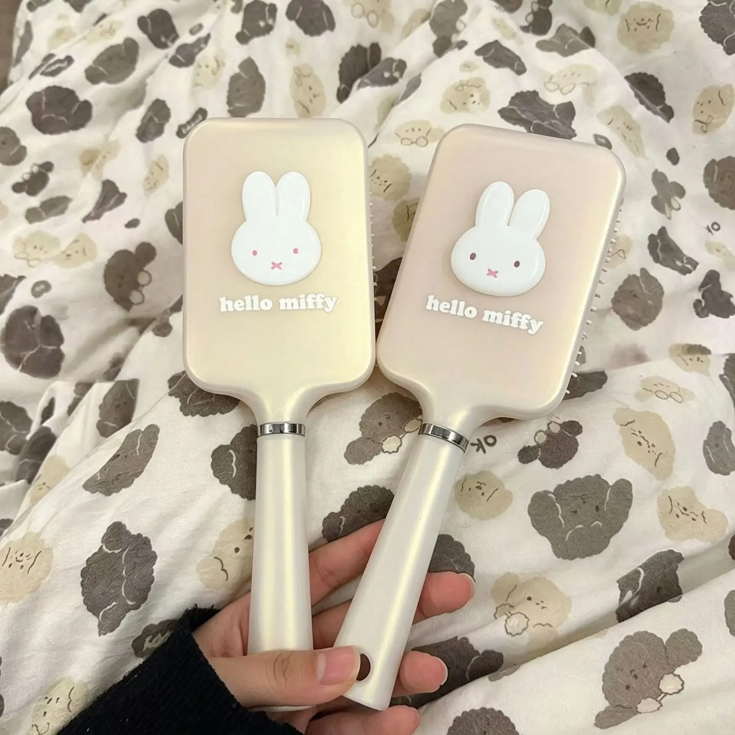New Cute Cartoon Miffy Air Cushion Brush Portable and Stylish Fluffy Styling Tool Scalp Massaging Hairbrush Anime Women Gifts