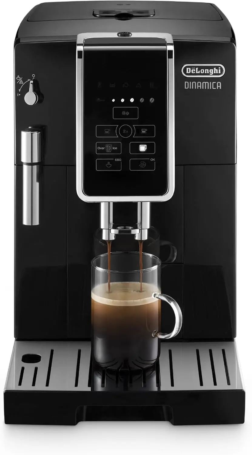 Espresso Machine, Black - Automatic Bean to Cup Brewing, Built In Steel Burr Grinder & Manual  One Touch Hot & Iced