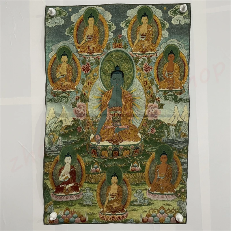 

Auspicious Tangka, Medicine Master Seven Star Buddha, Exquisite Home Religious Folk Decoration