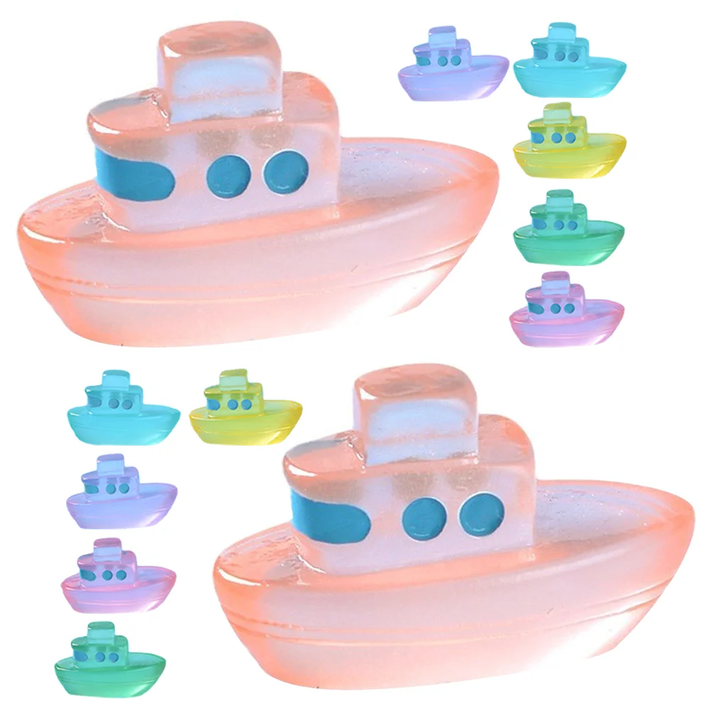 12 Pcs Toy Micro Landscape Cruise Miniature Boat Figurine Resin Ornament Decor Miniatures Model Decoration