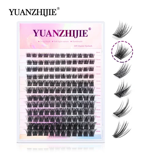 YUANZHIJIE-extensiones de pestañas postizas, 12 filas, esponjosas, maquillaje ruso de alta calidad, 144 piezas