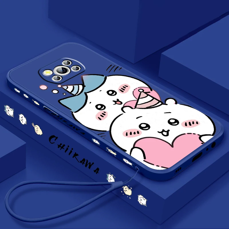 C-Chiikawa U-Usagi Cute Art Liquid Left Rope For Xiaomi Mi Poco X6 X5 X4 X3 M6 M5 M5S M4 M3 F5 F4 F3 Pro 5G Cover Phone Case