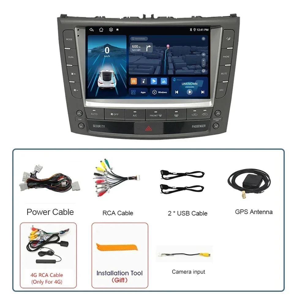 렉서스 무선 카플레이 자동차 라디오, GPS 네비게이션 플레이어, 와이파이 FM BT 스마트 카 시스템, 4G, 2005-2012, IS200, IS250, IS300, IS300C