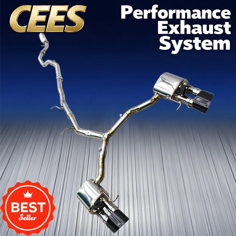

Выхлопная система CEES Valvetronic для Audi A4 2.0T 2017-2024, выхлопная система Catback SUS304 с котенком, активная звуковая выхлопная система