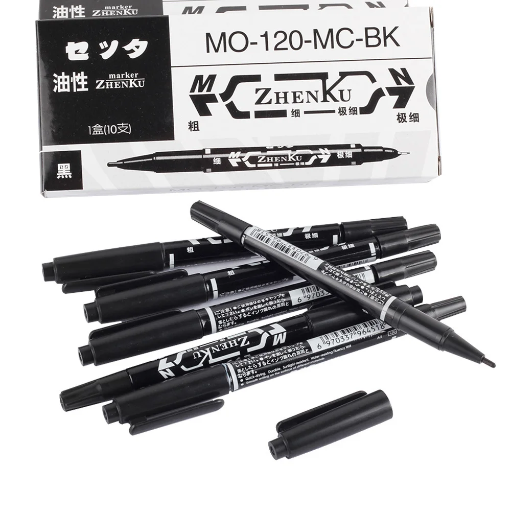 

10Pcs Double Headed Marker Pen Water-Based Ink Drawing Tool Acid-Free Unscented Skin Piercing Tattoo Guide Precise Lines Vivid
