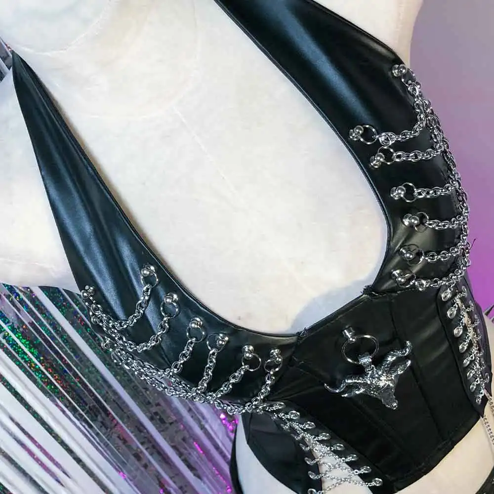 

Kawaii Goth 90s Emo Punk Rock Teen Harajuku Grunge Hand Made Eco Gothic Tank Glitch Core E-Girls Chain DIY Club Wear Y2K TOPS