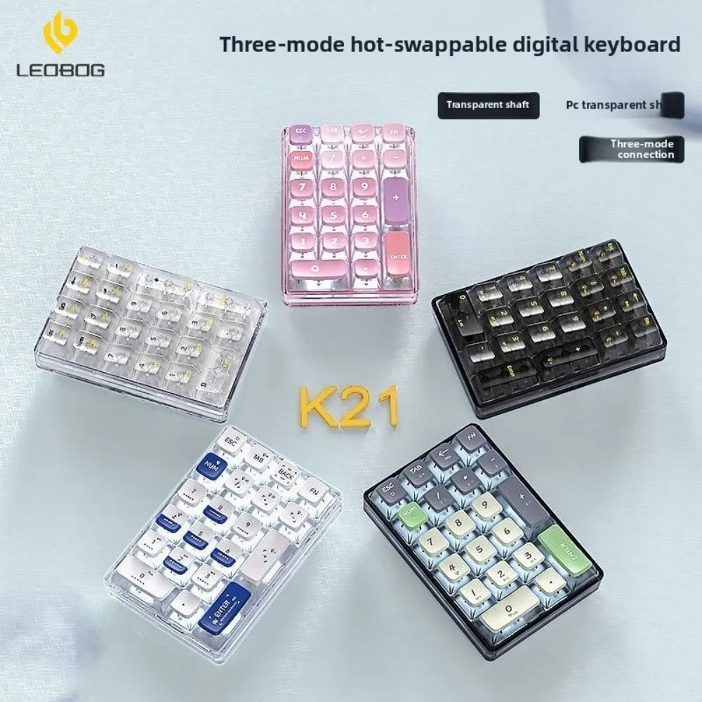 

Custom Keyboard Numpad Gaming Mechanical Keyboard LEOBOG K21 21 Key Tri Mode Transparent Rgb Hot-Swap Accounting Keyboard