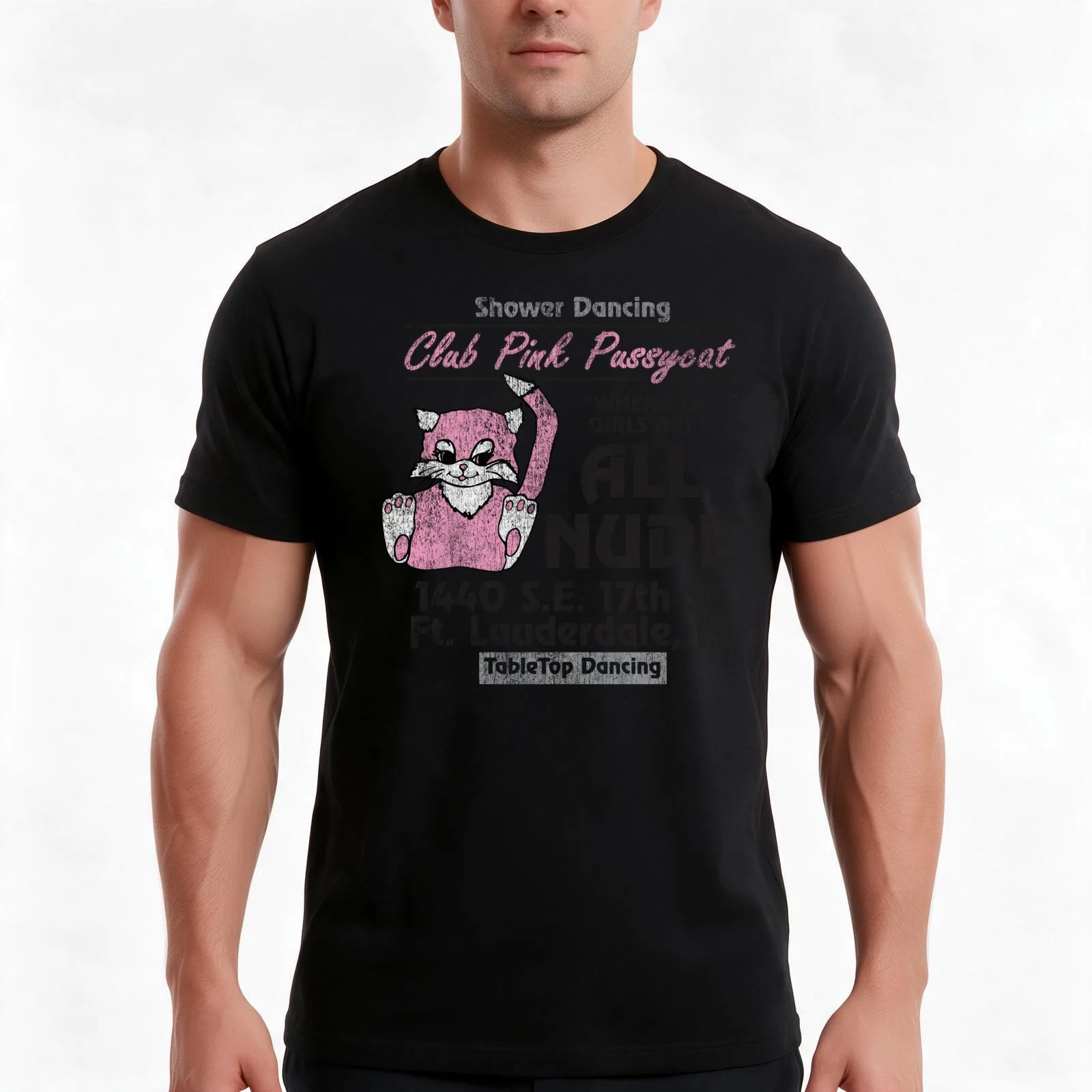 Club Pink Pussycat: Ft. Lauderdale FL T-Shirt Summer Casual Cotton Tee Oversized Streetwear Tops Vintage Graphic Print