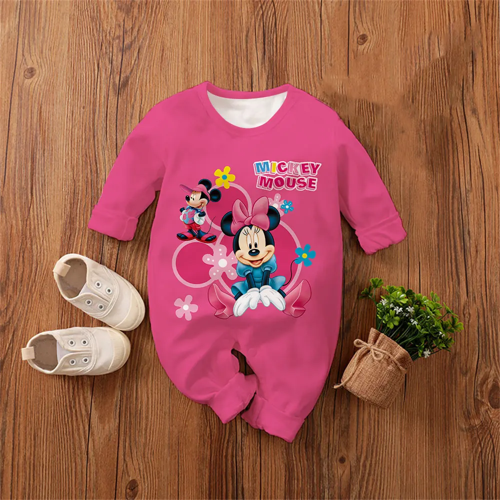 2024 Casual Baby Romper 0-4 Years New Spring Autumn Boy Girl Babies Jumpsuit Minnie Mouse Cartoon Anime Newborn Climbing Clothes