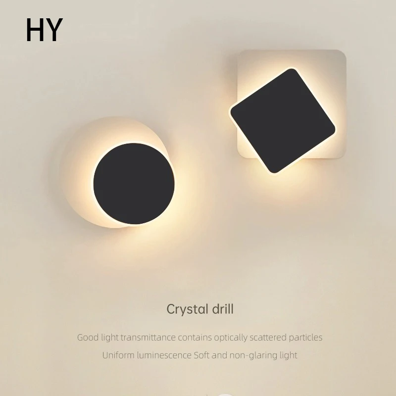 

Led Wall Lamp Rotatable Angle Adjustment Light Minimalist Nordic Room Bedroom Bedside Living Room Background Round Square