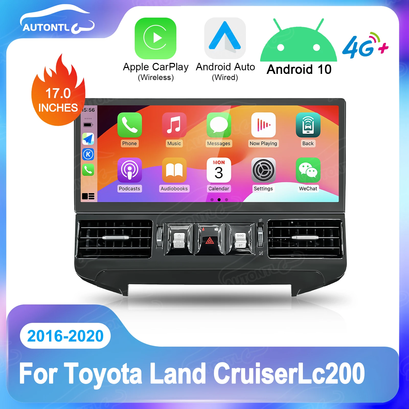 

17'' Android Multimedia Player For Toyota Land Cruiser 200 2016-2020 LC200 Upgrade to LC300 Car GPS Carplay Navi Stereo 4G WiFi