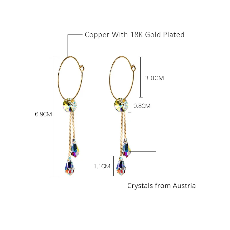 BAFFIN New Tassel Drop Earrings Colorful Beads Crystals From Austria For Women Bohemian Gold Color Circle Ear Indian Jewelry