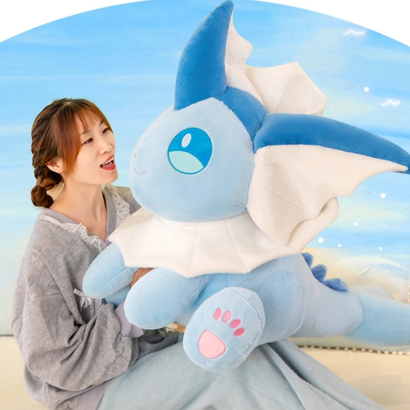 

30/80cm Vaporeon Plush Toys Pokemon Eevee Large Aquali Doll Cute Ornament Stuffed Plushie Pillow Pokémon Gift for Children