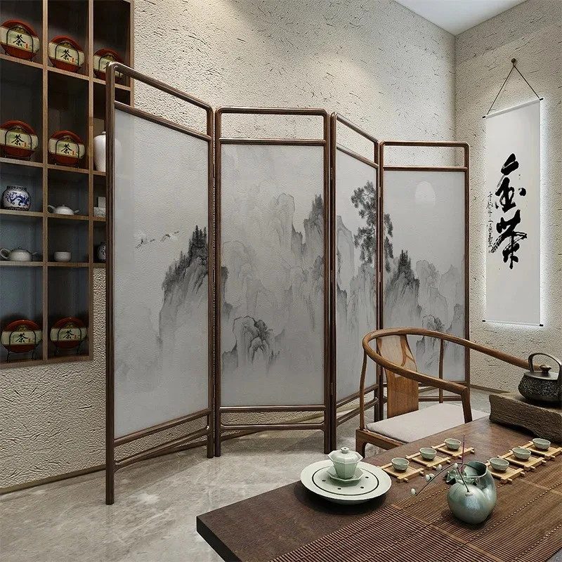New Chinese Style Landscape Screen Partition Living Room Simple Modern Entrance Foyer Bedroom Office Partition Foldable Movable