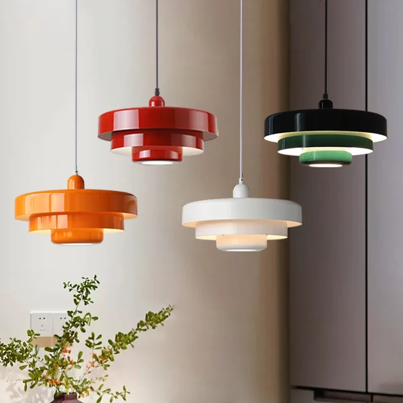 

Nordic Led Hanglamp Macaron Carbon Staal Aluminium Wit Donkergroen Oranje Verlichting Voor Restaurant Woonkamers Armatuur