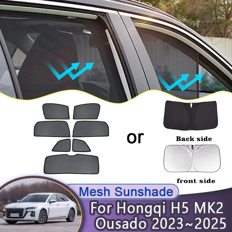 

Сетчатые солнцезащитные козырьки для Hongqi H5 MK2/Ousado 2023 2024 2025, магнитные солнцезащитные козырьки, затенение окон, шторы, автомобильные аксессуары