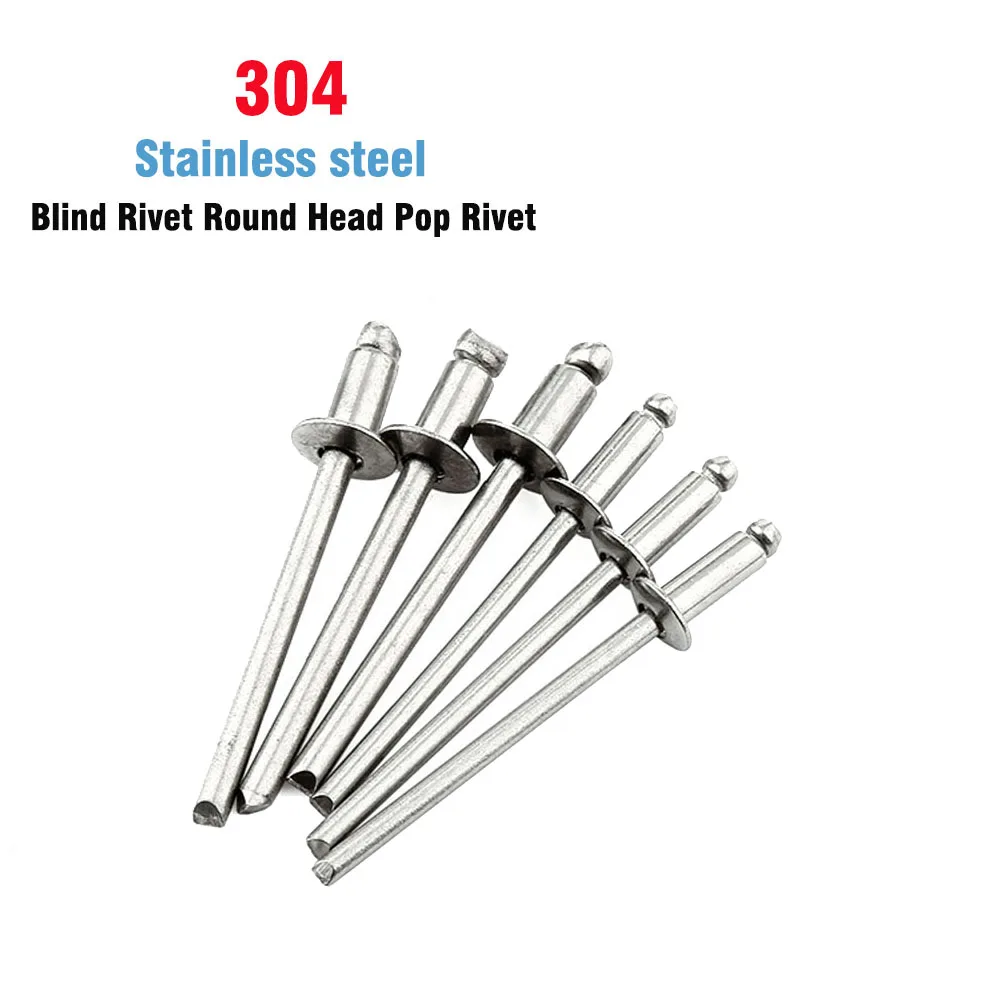 Rivet aveugle Pop à tête ronde, 3mm/3.2mm/4mm/4.8mm, décoration en acier inoxydable 304, Rivet d'échappement, accessoires
