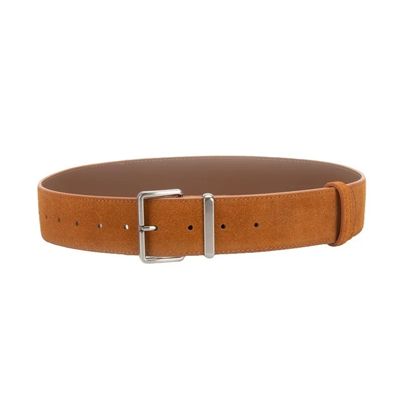 New matte suede women's belt, paired with jeans and skirts, fashionable and high-end leather belt for women