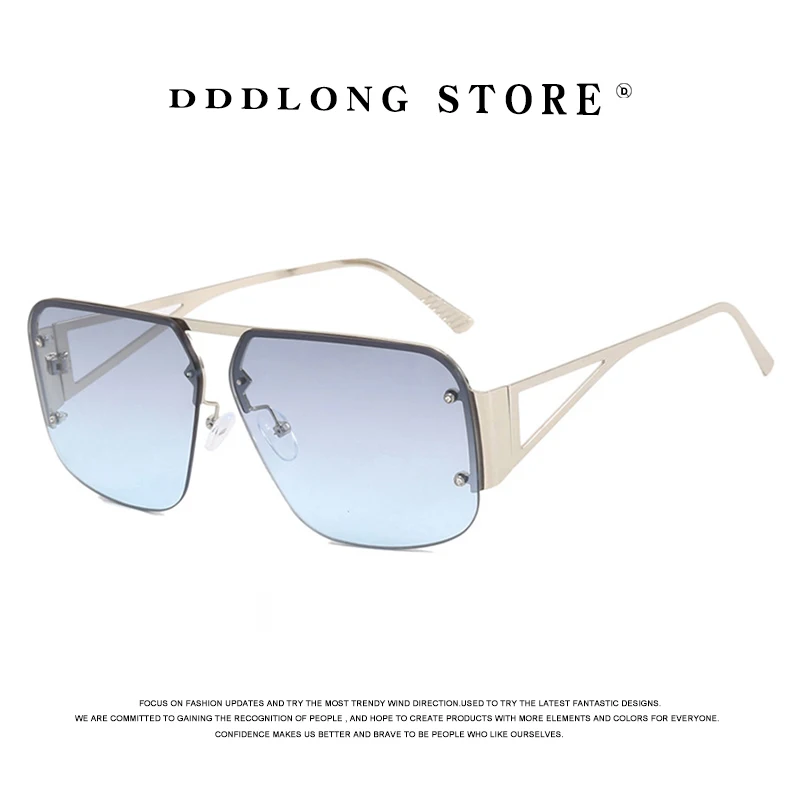 

DDDLONG Fashion Metal Oversized Retro Rimless Sunglasses Women Classical Vintage Pilot Punk Sun Glasses For Men Eyewear D459