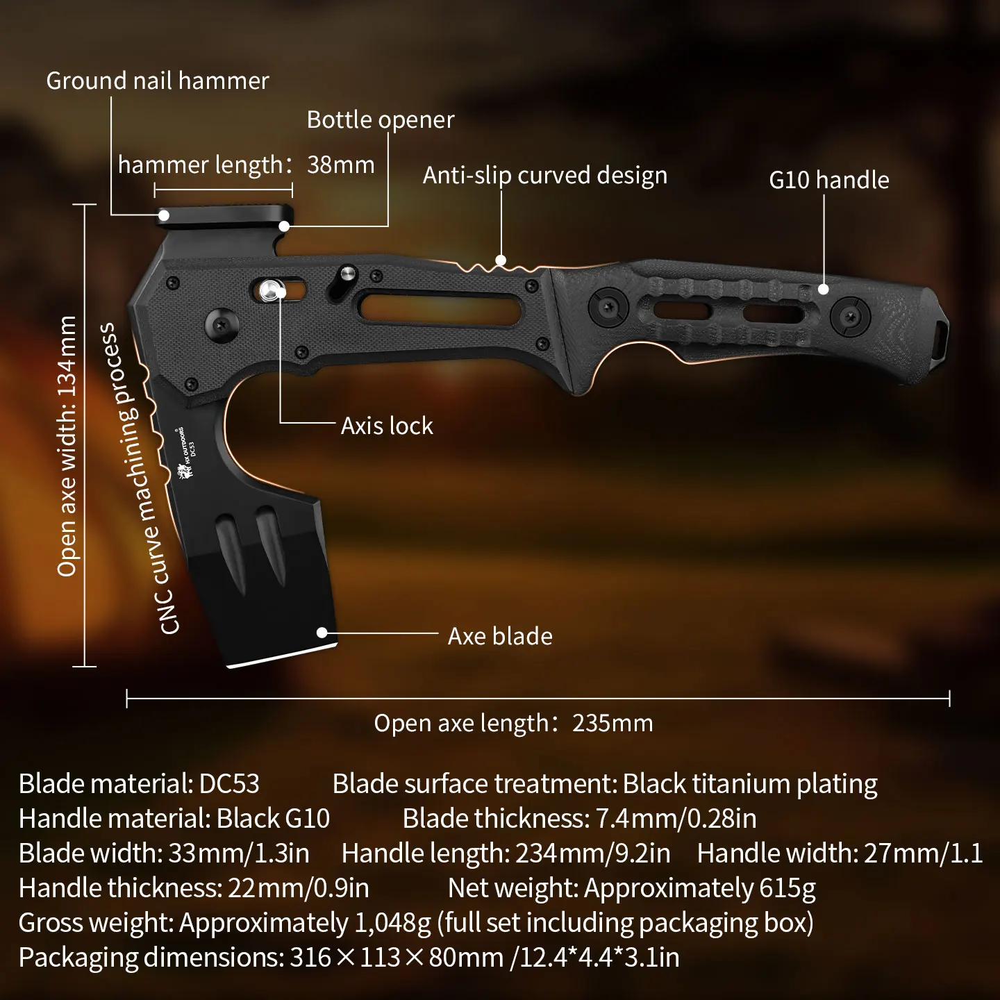 portable outdoor folding axe tool 3