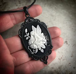 Gothic White Cameo Necklace Rose Skull Butterfly Lover Owl Unicorn Fairy Alternative Jewelry Accessorie Gift Gothic Witch Choker