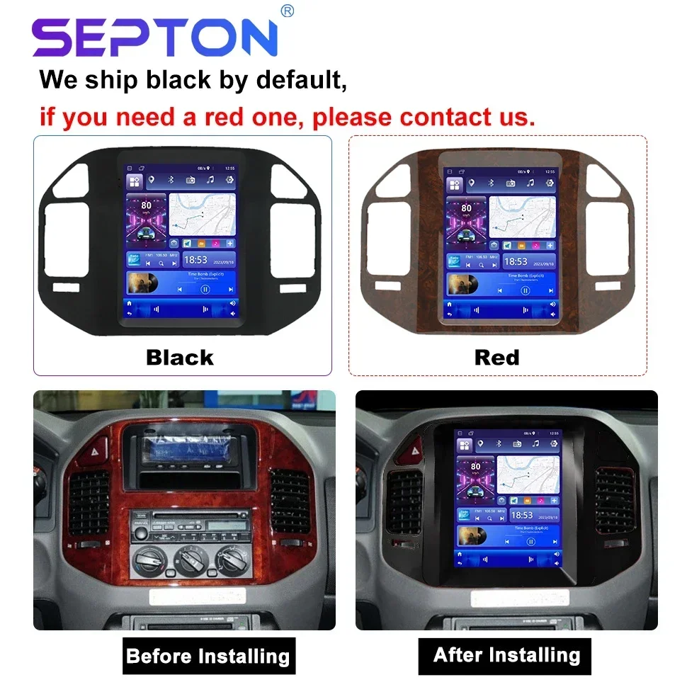 SEPTON 9.7\'\' Car Radio for Mitsubishi Pajero V60 68 V73 1999-2006 Tesla Style Carplay GPS Android Car Screen Multimedia Player