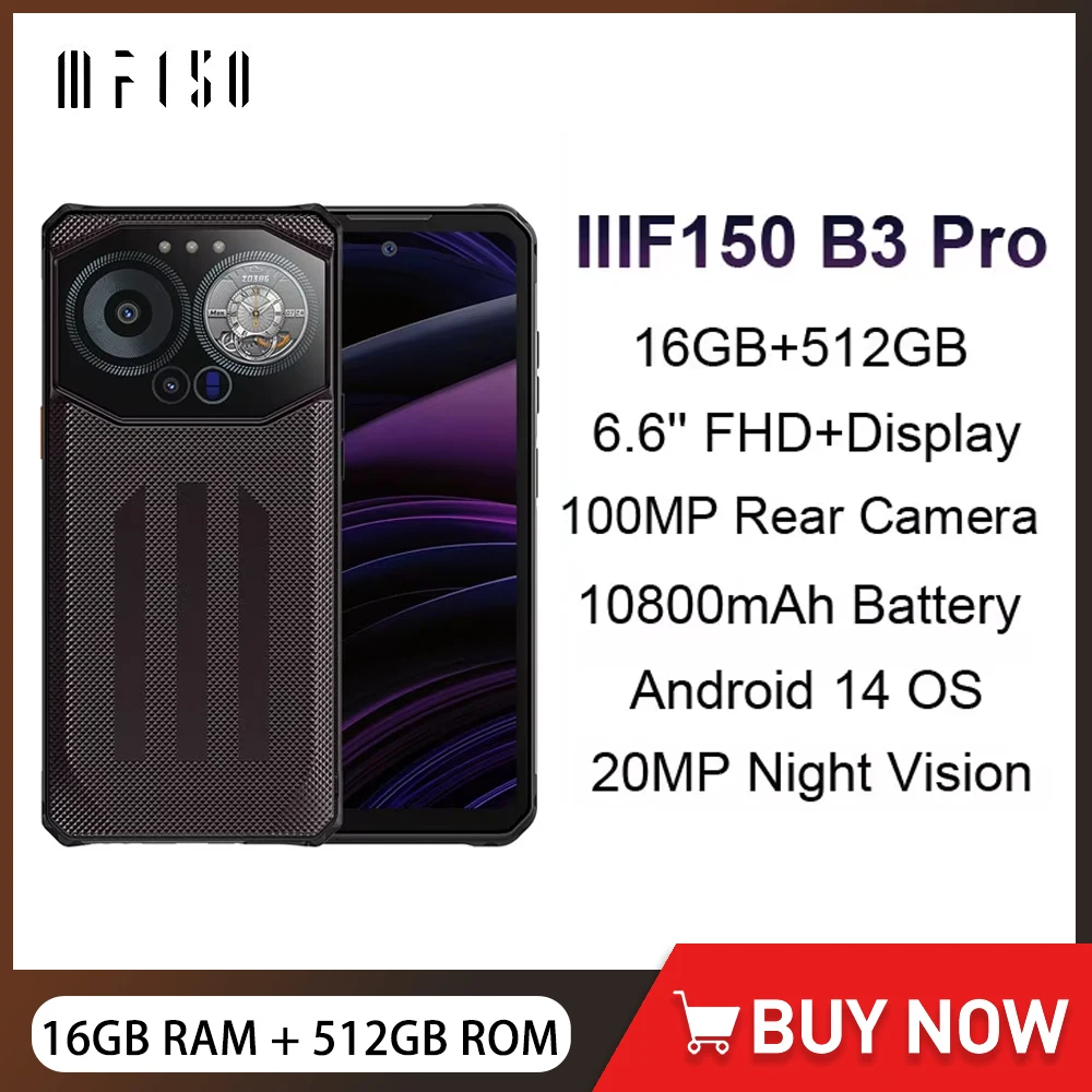 Прочный смартфон IIIF150 B3 Pro 5G, Android 14, 10800 мАч, 16 ГБ, 512 ГБ, мобильный телефон, 100 МП, 30 Вт, 6,6 дюйма, двойной дисплей, ультратонкий мобильный телефон