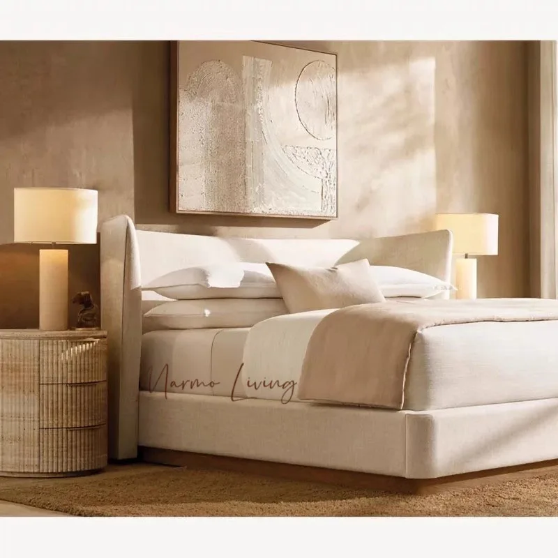 American retro natural marble table lamp villa designer model room living room bedroom hotel desktop