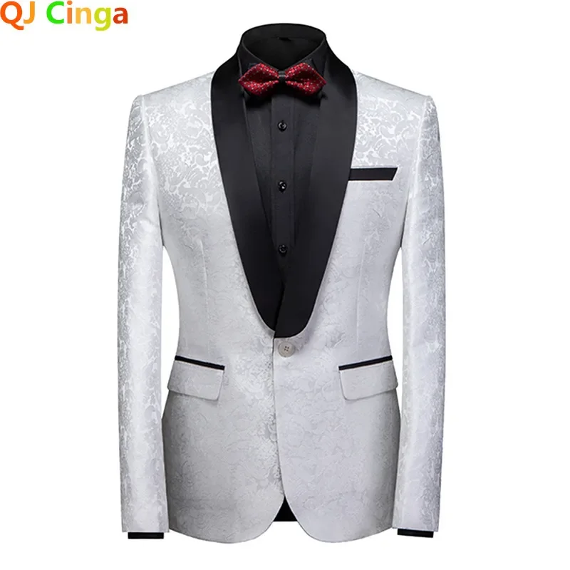 

Мужской высококачественный красный жаккардовый пиджак, подходящий для деловых встреч и отдыха, свадеб, вечеринок, модные куртки европейских размеров.