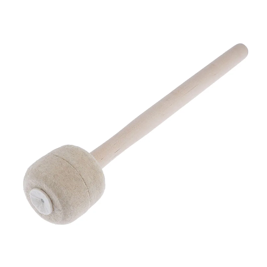 Bass Drum Mallet Wool Felt Head Percussion Mallets Timpani Sticks with Wood Handle, White