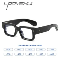 Gafas rectangulares Vintage para miopía para hombre, monturas gruesas de marca de lujo, gafas cuadradas antirayos azules, montura para hombres y mujeres, 4,0 a-1,0