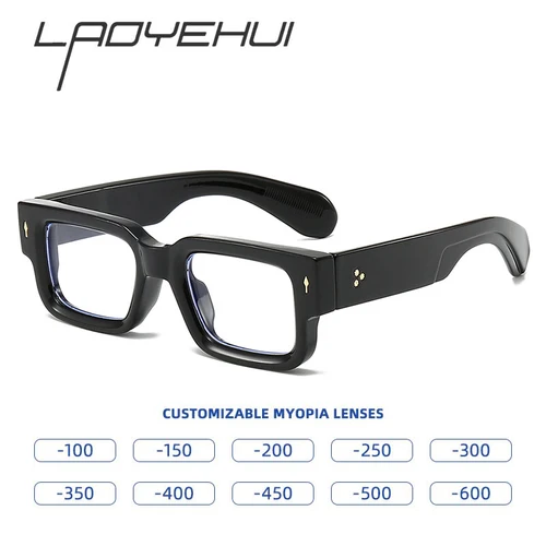 Gafas rectangulares Vintage para miopía para hombre, monturas gruesas de marca de lujo, gafas cuadradas antirayos azules, montura para hombres y mujeres, 4,0 a-1,0