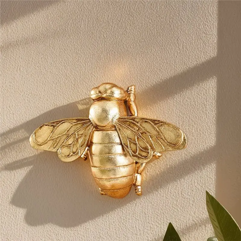 B84B Golden Bee Wall Decor, Bee-Shaped Wall Hanging Resin for Craft, Home Wall Art for Garden Living Room