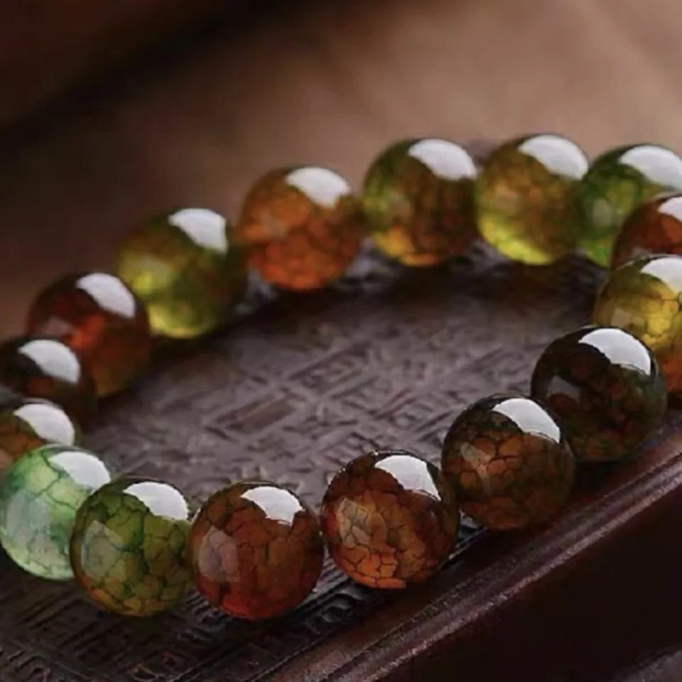 12mm Dragon Vein Stone Bracelet Malachite Agate Beads Jewelry for Men Women