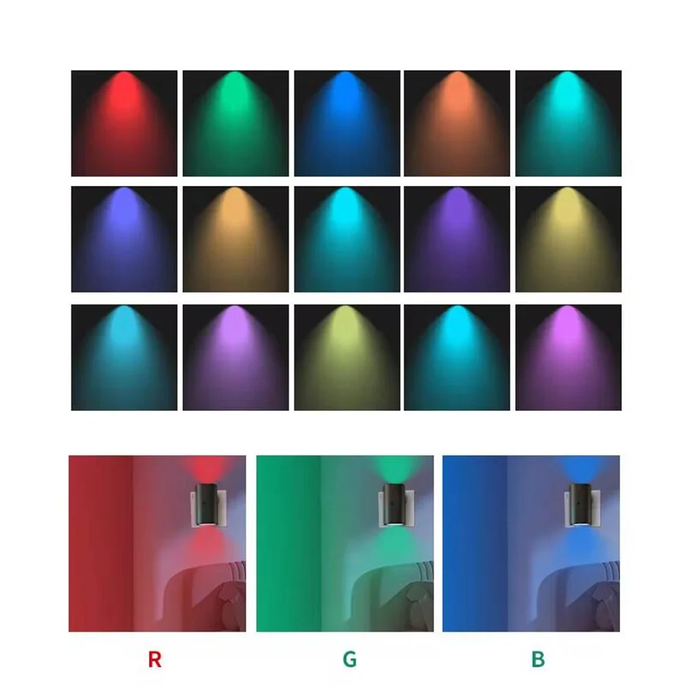 Led Night Light RGB Wall Lamp Colorful Dimming Tube Light Up Down Lighting for Bedside Bedroom Living Room Indoor Decor Lighting