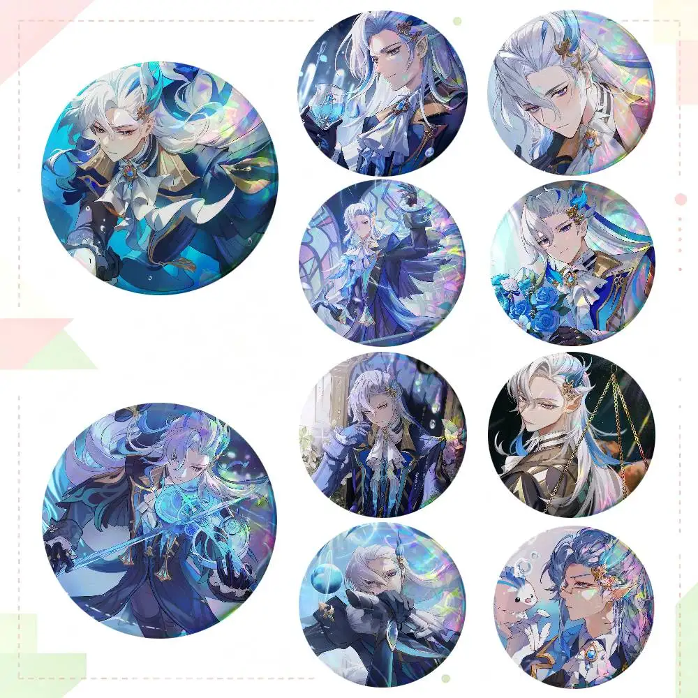Anime Game Genshin Impact Neuvillette Round Badge Creative Brooch Clothing Backpack Accessories Lapel Pin