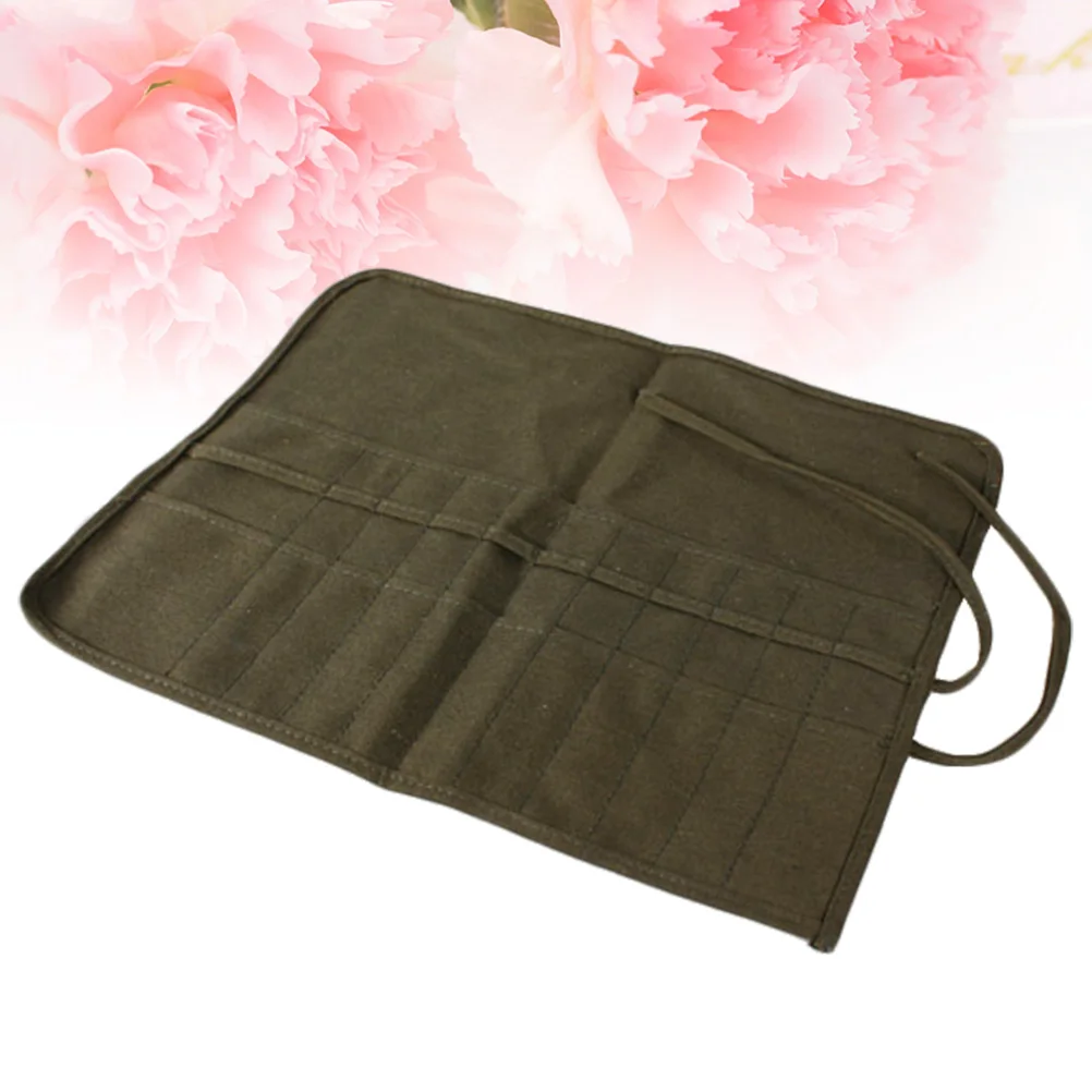 Paint Brush Holder Canvas Pouch Oil Brush Storage Roll Up Organizer Durable Breathable Fabric For Artist Watercolor